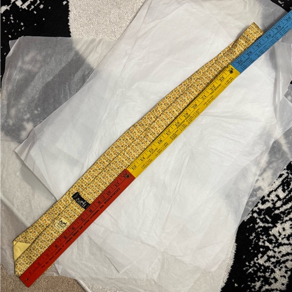 Hermes AUTHENTIC Vintage Yellow Patterned Red Blue 100% Silk Tie - Picture 15 of 16